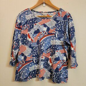 Vtg Christoper & Banks We the People Lady Liberty  Women Tee 1XP Patriotic Retro